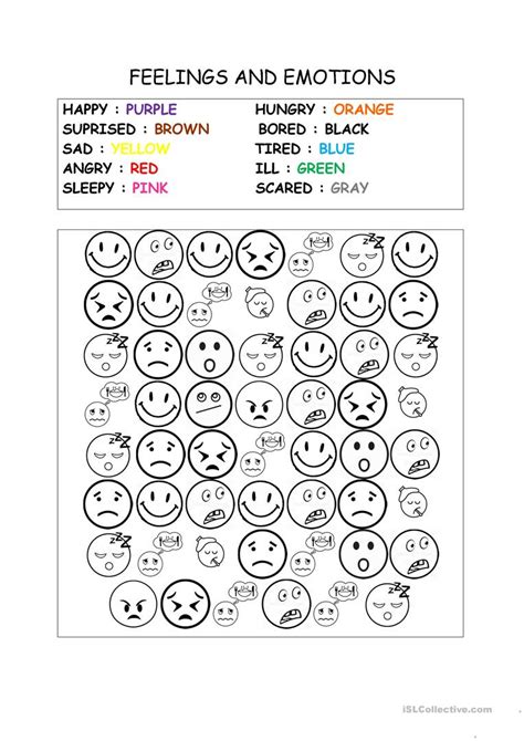 Emotion Identification Emotions Worksheet