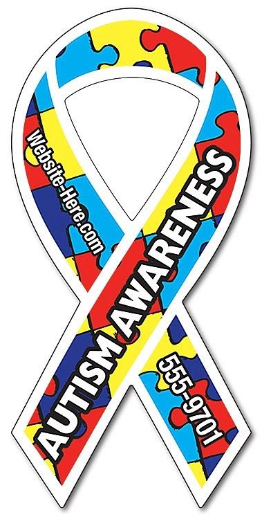 Autism Awareness Magnet Ribbon Shape 38x8 Outdoor Safe 830202t
