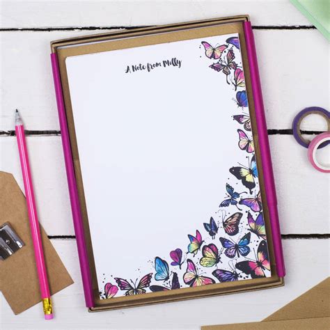 Personalised Butterflies Writing Set By Alexia Claire