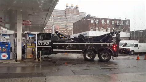 Nypd Traffic Enforcement Tow Truck Ped Stopping By For Gas Youtube