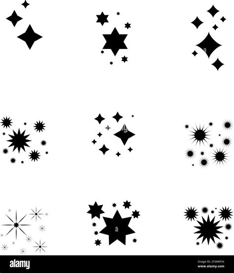 A Set Of Shining And Glowing Stars Sparkle Star Icons And Stars With