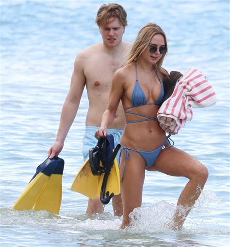 Kimberley Garner Is Spotted In A Tiny Blue Bikini On The Beach In