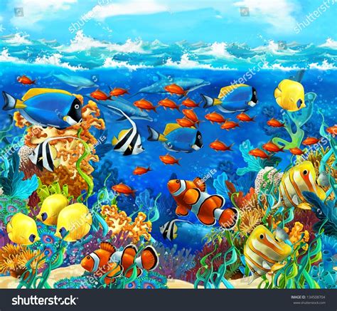 Ebern designs darlene coral reef by patrice horvath canvas art size: Coral Reef Illustration Children Stock Illustration ...