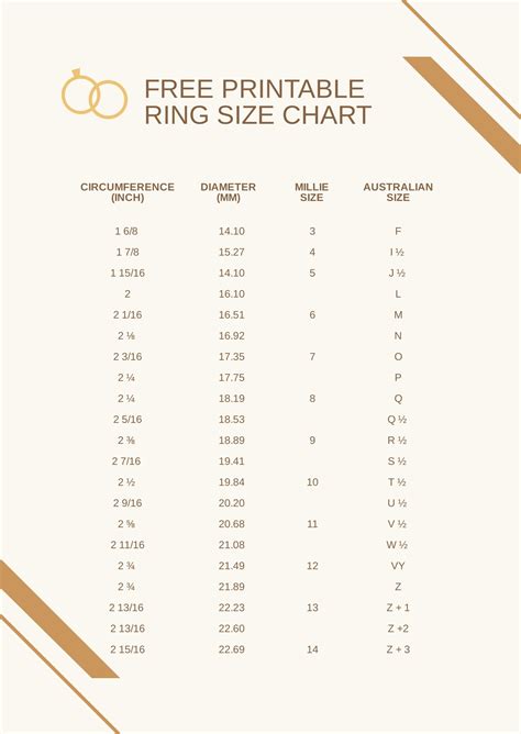 Wedding Ring Size Chart In Pdf Download