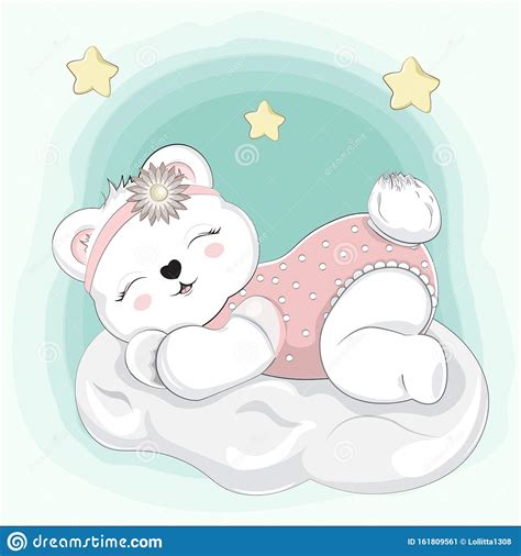 Baby Bear Sleeps On Cloud Stock Vector Illustration Of Fairy 161809561