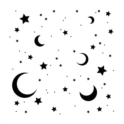 Moon And Stars Stencil By Studior12 Dreamy Night Sky Pattern Art Reu