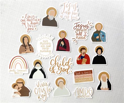Catholic Vinyl Sticker Bundle Catholic Stickers Saint Etsy