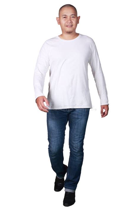 Man Wearing White Shirt Standing Stock Photo Image Of Sleeved Male