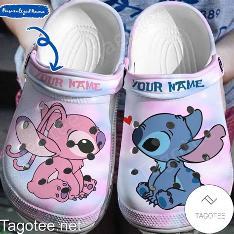 Personalized Stitch And Angel Crocs Clogs Tagotee
