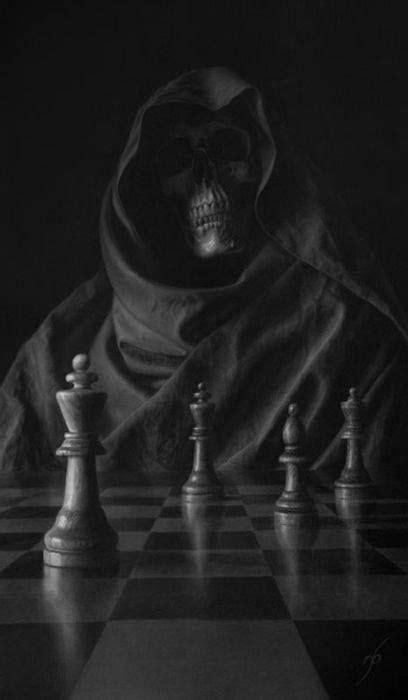 Creepy Grim Reaper And A Game Of Chess Grim Reaper Art