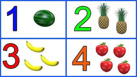 Learn 1 To 10 Numbers And Fruit Names 123 Number Names 1234 Counting