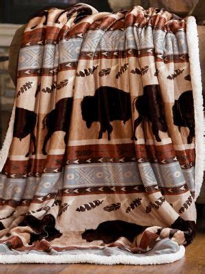 Wrangler Southwestern Buffalo Sherpa Fleece Throw Blanket Women S