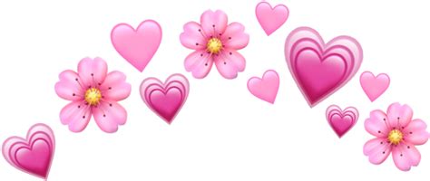 Download Flower Crown Png Heart Pink Heart Emoji Crown Transparent