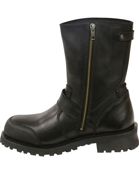 Milwaukee Leather Mens Black Classic Engineer Boots Round Toe Boot