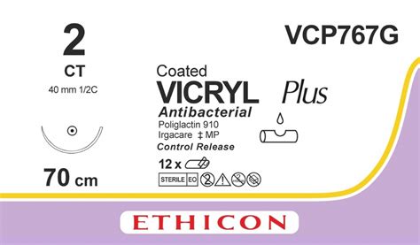Vcp767g Coated Vicryl Plus Antibacterial Polyglactin 910 Suture