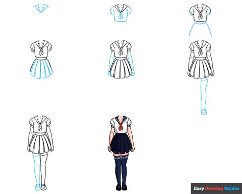 How To Draw An Anime School Girl Uniform Easy Step By Step Tutorial