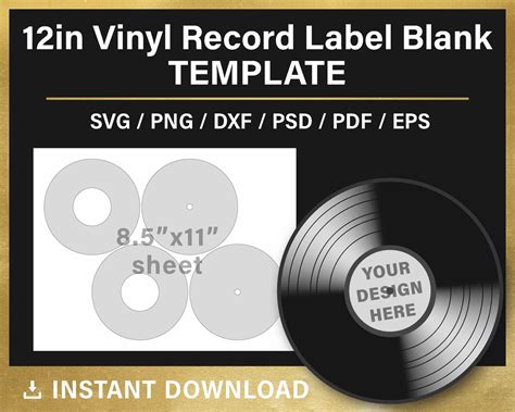 Vinyl Record Label Template Blank Template 12 Inches Etsy
