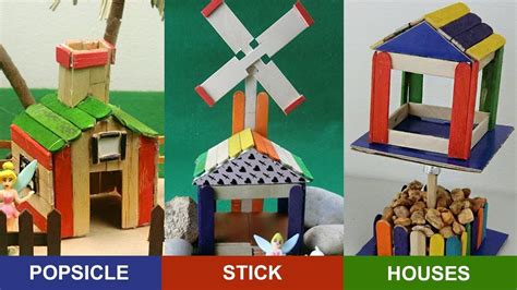 4 Miniature Popsicle Stick Houses Easy And Quick Craft Ideas