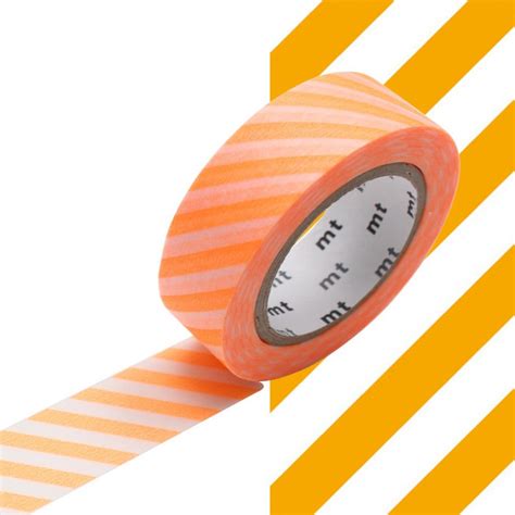 masking tape mt 1p motif rayures orange fluo stripe shocking orange 15 mm x10 m