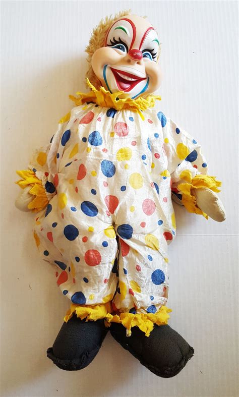 Vintage Creepy Clown Doll S Inches Of Complete Horror Plastic Head Stuffed Body Scary