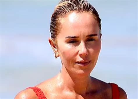 42 Year Old Pip Edwards Shows Off Her Curves In A Red Bikini While Swimming At Bondi Beach