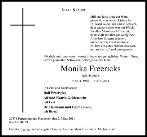 Traueranzeigen Von Monika Freericks Noz Trauerportal My Xxx Hot Girl