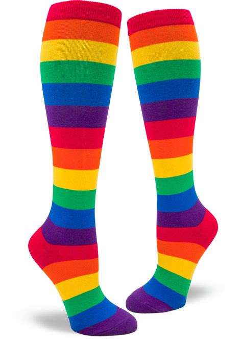 Rainbow Knee Socks Striped Pride Socks For Women Cute But Crazy Socks
