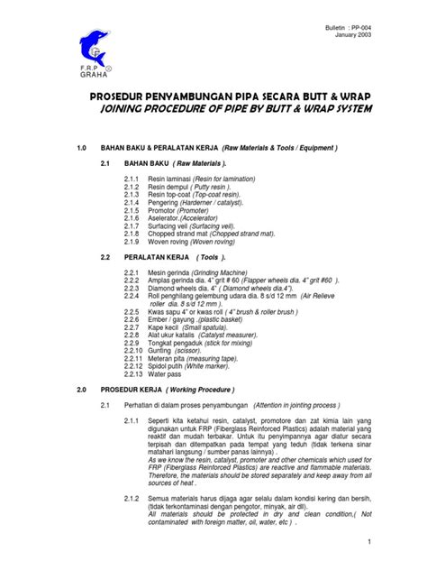 Bulletin Pp 004 Jointing Procedure Of Frp Pipe By Butt Wrap