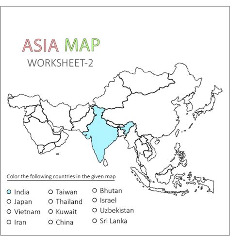 Free Printable Asia Map Geography Worksheets Pdf Printables Hub