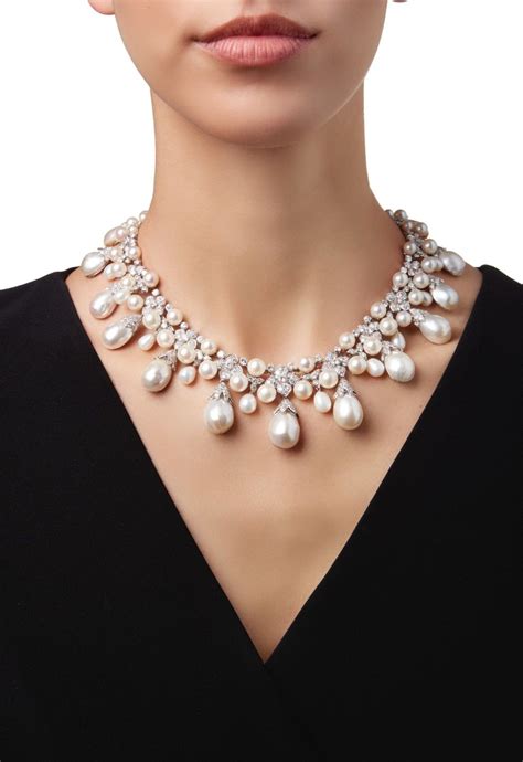 Cultured Pearl And Diamond Necklace David Webb 養殖珍珠配鑽石項鏈，david Webb