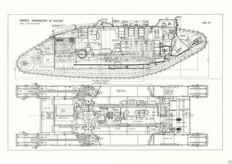 Wwi Mk Iv Tank Blueprint Plan Drawing Rare Detail Large A2 Print Ww1