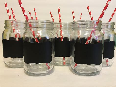 Chalkboard Mason Jar Drinking Glasses Set Of 12 Mason Jar