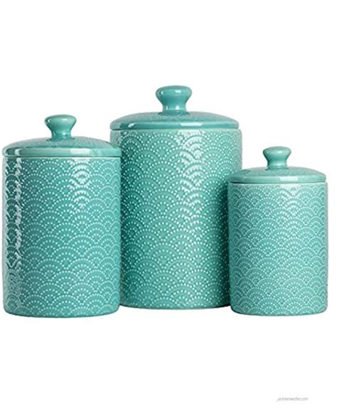 10 Strawberry Street Kitchen Canister Set 3 Piece Tide Blue Home