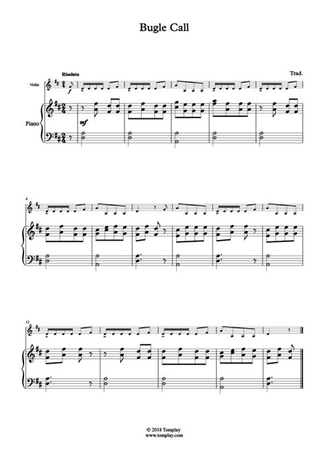 Bugle Call Accompaniment Part Traditional Piano Sheet Music