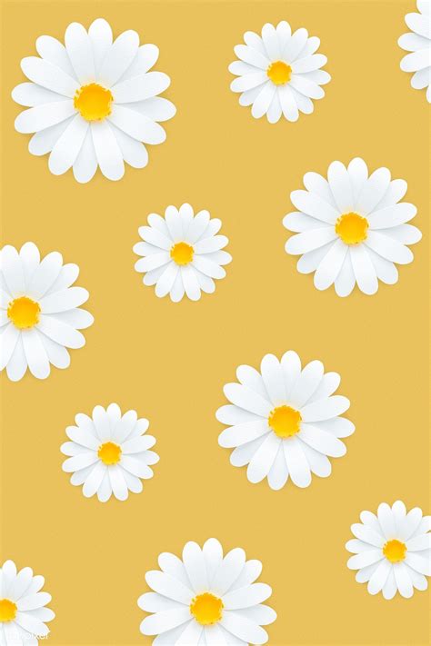 Download Premium Psd Of White Daisy Pattern On Yellow Background