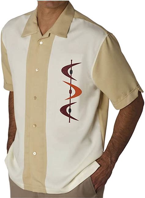 Mens Short Sleeve Embroidered Camp Shirt Vintage Cuban Style Button