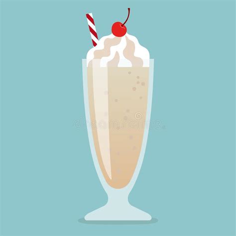 Vanilla Milkshakes In Glass With Cherry Stock Vector Illustration Of