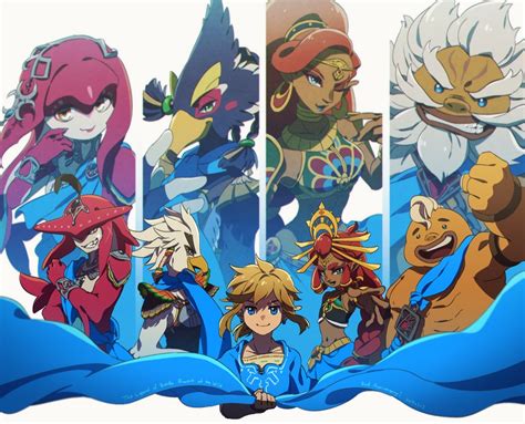 Link Mipha Urbosa Sidon Riju And 4 More The Legend Of Zelda And 1 More Drawn By Ukata