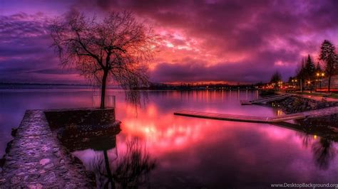 Glorious Purple Sunset Hdr Desktop Background