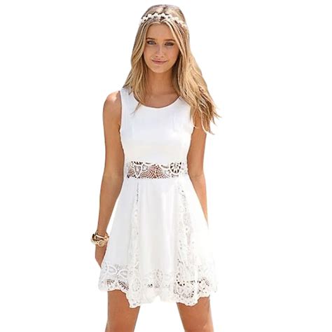 Women Summer Lace Hollow Out Dresses Cotton White Dress 2018 Spring Short Casual Dress Vestidos