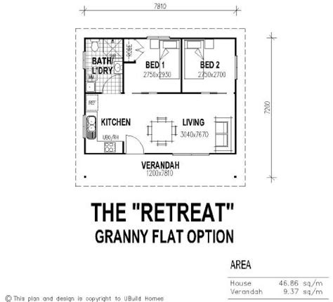 You will use less water, and heating and cooling will be easier than if you were in a larger home. standard-2-bed-granny-flat-floor-plan 500 sq ft | House ...