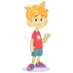 Cute Blonde Boy Waving And Smiling Vector Cartoon