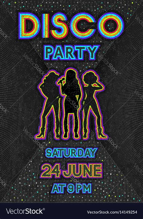 disco poster in a retro 80s style royalty free vector image