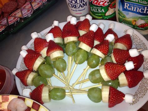 One of the nicest ways to show off the season's fruit is on skewers. Santa Grinch Fruit Tray !! | Christmas food, Fruit tray, Christmas fruit