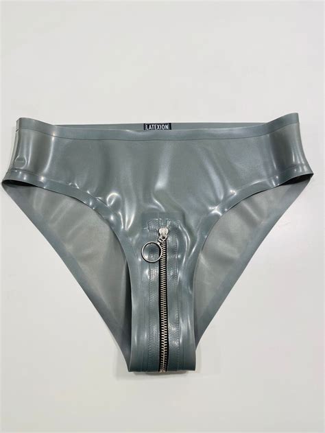 Latex Low Zipper Panties Etsy