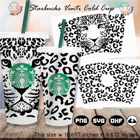 Full Wrap Starbucks Leopard Cold Cup Svg Bundle Leopard Starbucks Cup