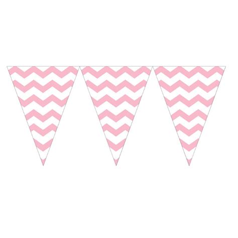 9 Foot Pastel Pink Chevron Striped Pennants Banner Zig Zag Stripes