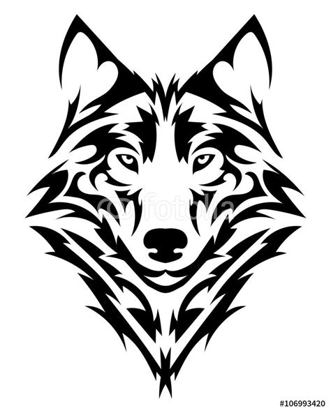 Naklejki Na ścianę Beautiful Wolf Tattoovector Wolfs Head As A