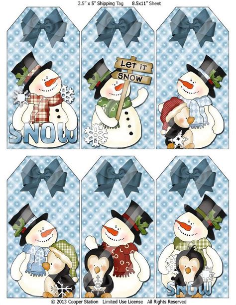 Four Snowmen With Hats And Scarfs Are Shown In Three Different Ways