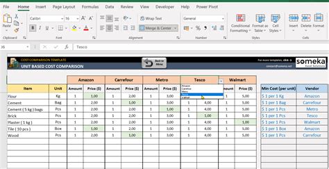 Cost Comparison Excel Template Vendor Price Comparison Tool